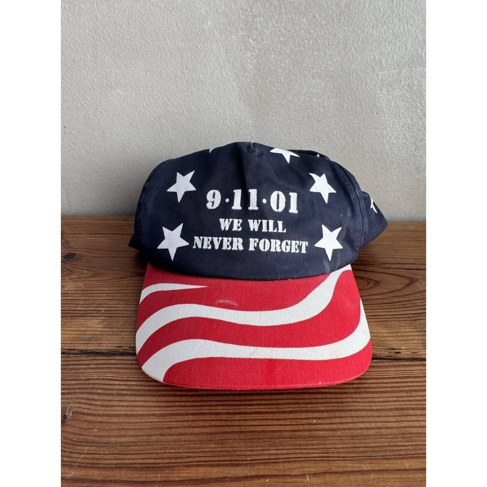 Vintage Cobra Caps 9-11-01 We Will Never Forget Patriotic SnapBack Hat USA Flag